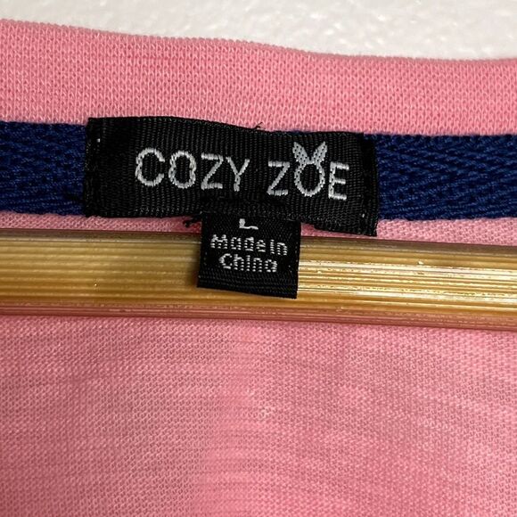 SALE Cozy Zoe Let's Flamingle Long Sleeve Pajama Top Pink Size Large - Picture 5 of 5